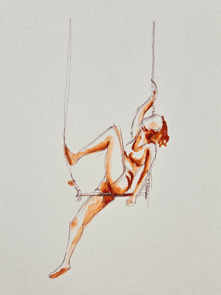 trapéziste poétique - atelier croquis à l'école du cirque - Corinne Wartelle